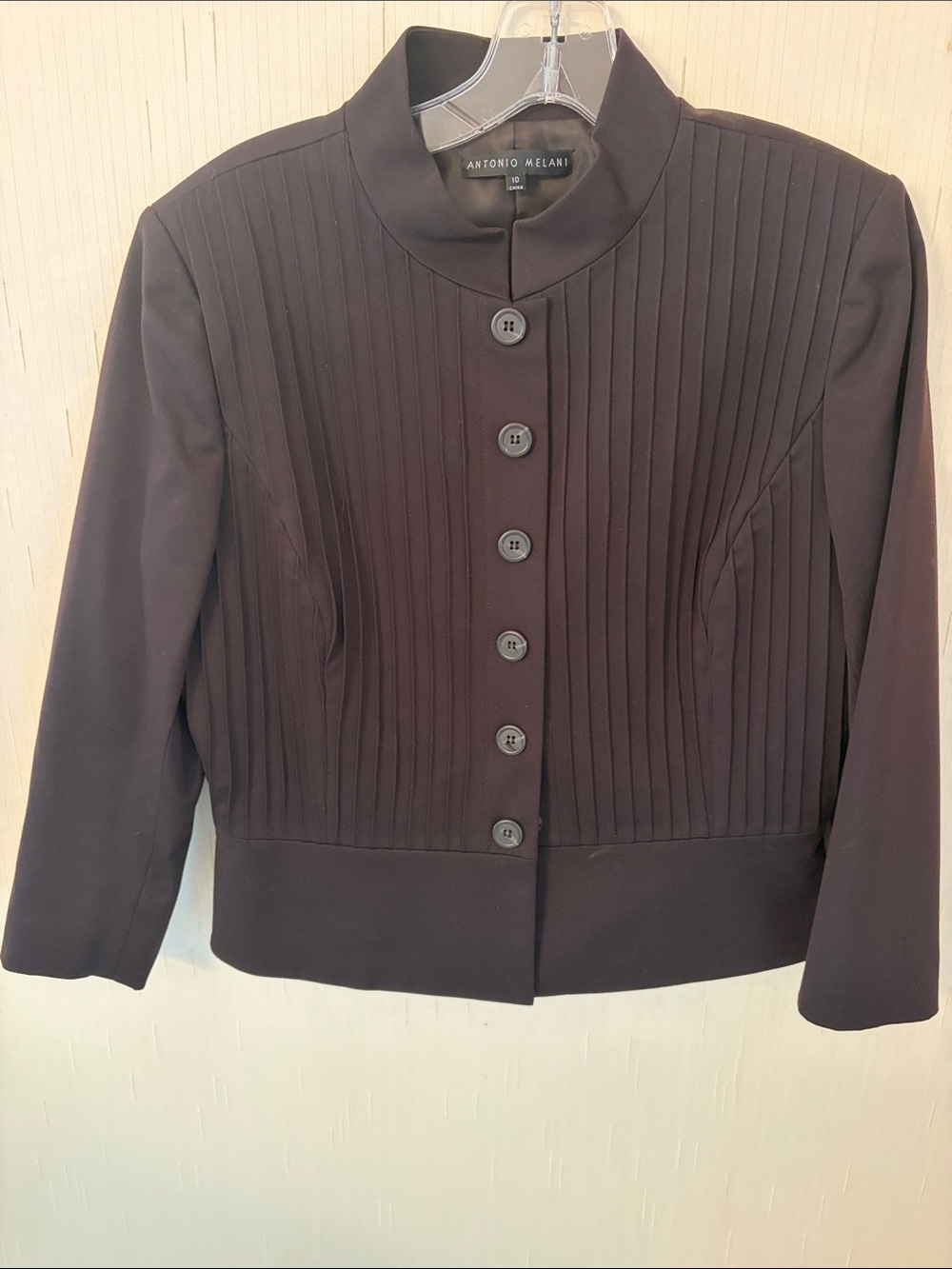 ANTONIO MELANI Black Pleated Front Blazer Jacket